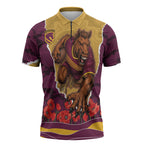 Personalized Brisbane Broncos ANZAC Tribute Zipper Polo Shirt Poppy Field Soldier Silhouette Aboriginal Rugby Mascot