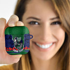Personalized New Zealand Warriors ANZAC Tribute AirPods Case Poppy Field Soldier Silhouette Aboriginal Rugby Mascot