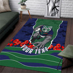 Personalized New Zealand Warriors ANZAC Tribute Area Rug Poppy Field Soldier Silhouette Aboriginal Rugby Mascot