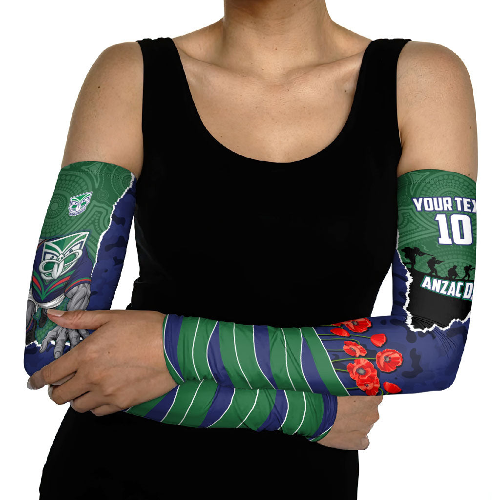 Personalized New Zealand Warriors ANZAC Tribute Arm Sleeves Poppy Field Soldier Silhouette Aboriginal Rugby Mascot