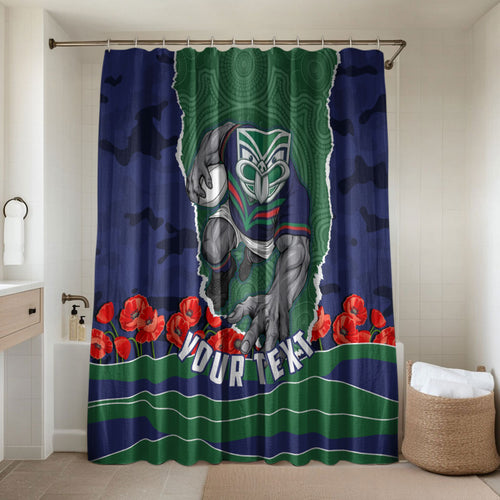 Personalized New Zealand Warriors ANZAC Tribute Bathroom Set Poppy Field Soldier Silhouette Aboriginal Rugby Mascot