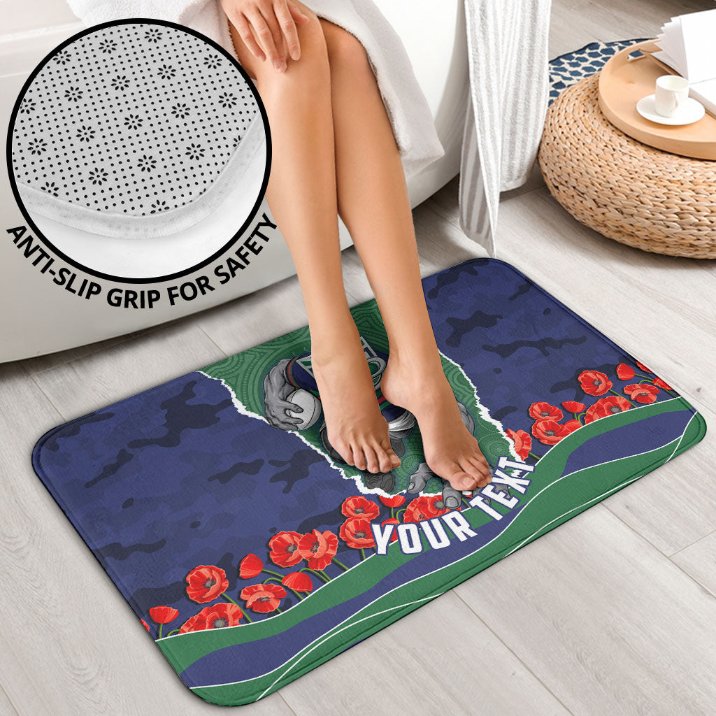 Personalized New Zealand Warriors ANZAC Tribute Bathroom Set Poppy Field Soldier Silhouette Aboriginal Rugby Mascot