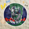 Personalized New Zealand Warriors ANZAC Tribute Beach Blanket Poppy Field Soldier Silhouette Aboriginal Rugby Mascot