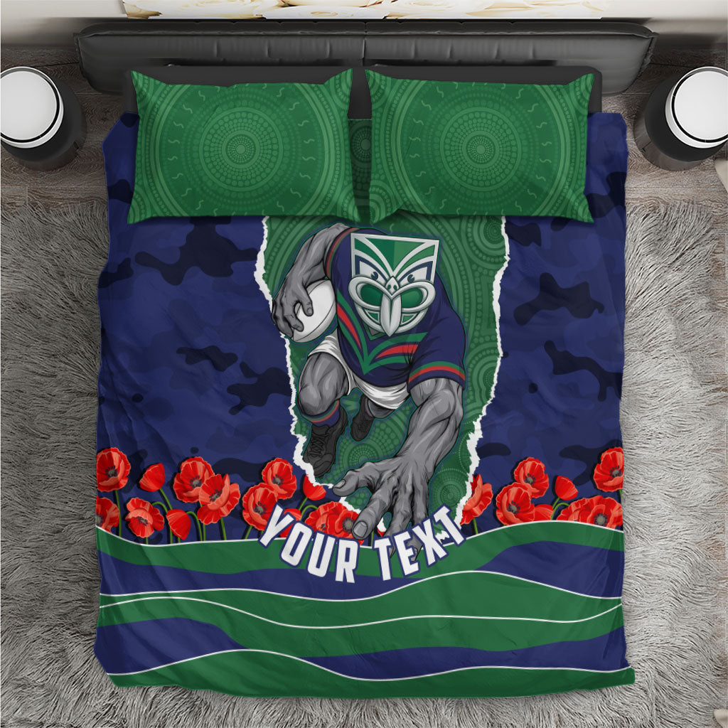 Personalized New Zealand Warriors ANZAC Tribute Bedding Set Poppy Field Soldier Silhouette Aboriginal Rugby Mascot