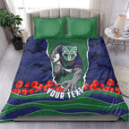Personalized New Zealand Warriors ANZAC Tribute Bedding Set Poppy Field Soldier Silhouette Aboriginal Rugby Mascot