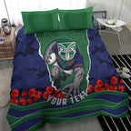 Personalized New Zealand Warriors ANZAC Tribute Bedding Set Poppy Field Soldier Silhouette Aboriginal Rugby Mascot