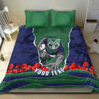 Personalized New Zealand Warriors ANZAC Tribute Bedding Set Poppy Field Soldier Silhouette Aboriginal Rugby Mascot
