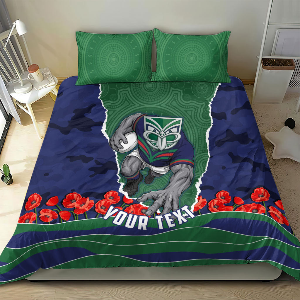 Personalized New Zealand Warriors ANZAC Tribute Bedding Set Poppy Field Soldier Silhouette Aboriginal Rugby Mascot