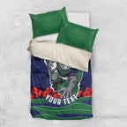 Personalized New Zealand Warriors ANZAC Tribute Bedding Set Poppy Field Soldier Silhouette Aboriginal Rugby Mascot