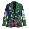 Personalized New Zealand Warriors ANZAC Tribute Blazer Poppy Field Soldier Silhouette Aboriginal Rugby Mascot