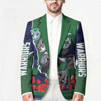 Personalized New Zealand Warriors ANZAC Tribute Blazer Poppy Field Soldier Silhouette Aboriginal Rugby Mascot
