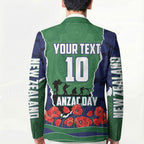 Personalized New Zealand Warriors ANZAC Tribute Blazer Poppy Field Soldier Silhouette Aboriginal Rugby Mascot