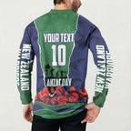 Personalized New Zealand Warriors ANZAC Tribute Button Sweatshirt Poppy Field Soldier Silhouette Aboriginal Rugby Mascot