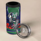 Personalized New Zealand Warriors ANZAC Tribute 4 in 1 Can Cooler Tumbler Poppy Field Soldier Silhouette Aboriginal Rugby Mascot