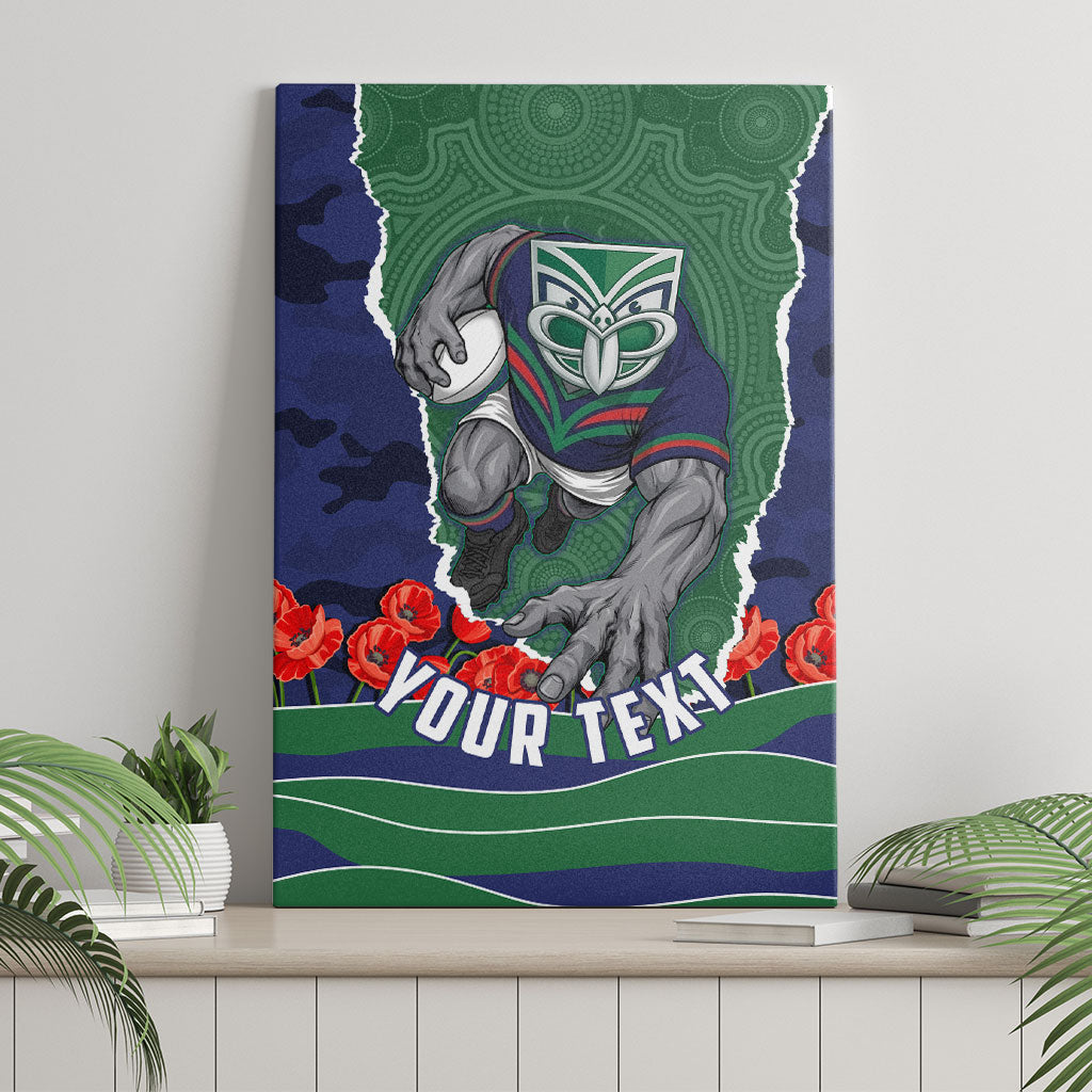 Personalized New Zealand Warriors ANZAC Tribute Canvas Wall Art Poppy Field Soldier Silhouette Aboriginal Rugby Mascot