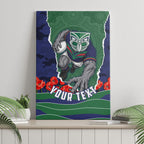 Personalized New Zealand Warriors ANZAC Tribute Canvas Wall Art Poppy Field Soldier Silhouette Aboriginal Rugby Mascot