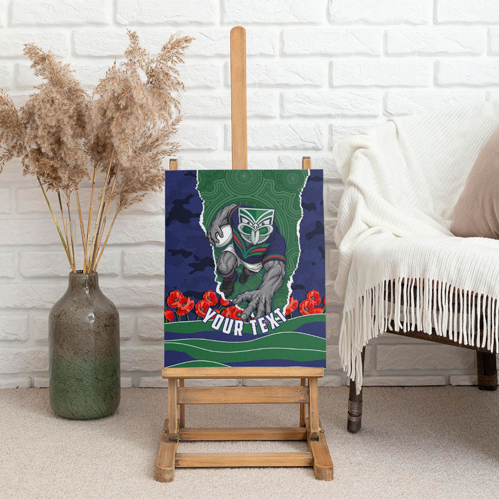 Personalized New Zealand Warriors ANZAC Tribute Canvas Wall Art Poppy Field Soldier Silhouette Aboriginal Rugby Mascot