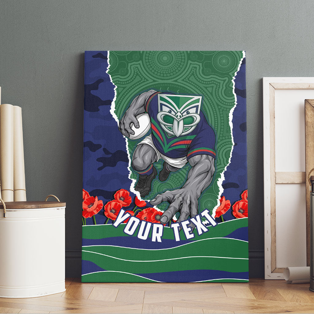 Personalized New Zealand Warriors ANZAC Tribute Canvas Wall Art Poppy Field Soldier Silhouette Aboriginal Rugby Mascot