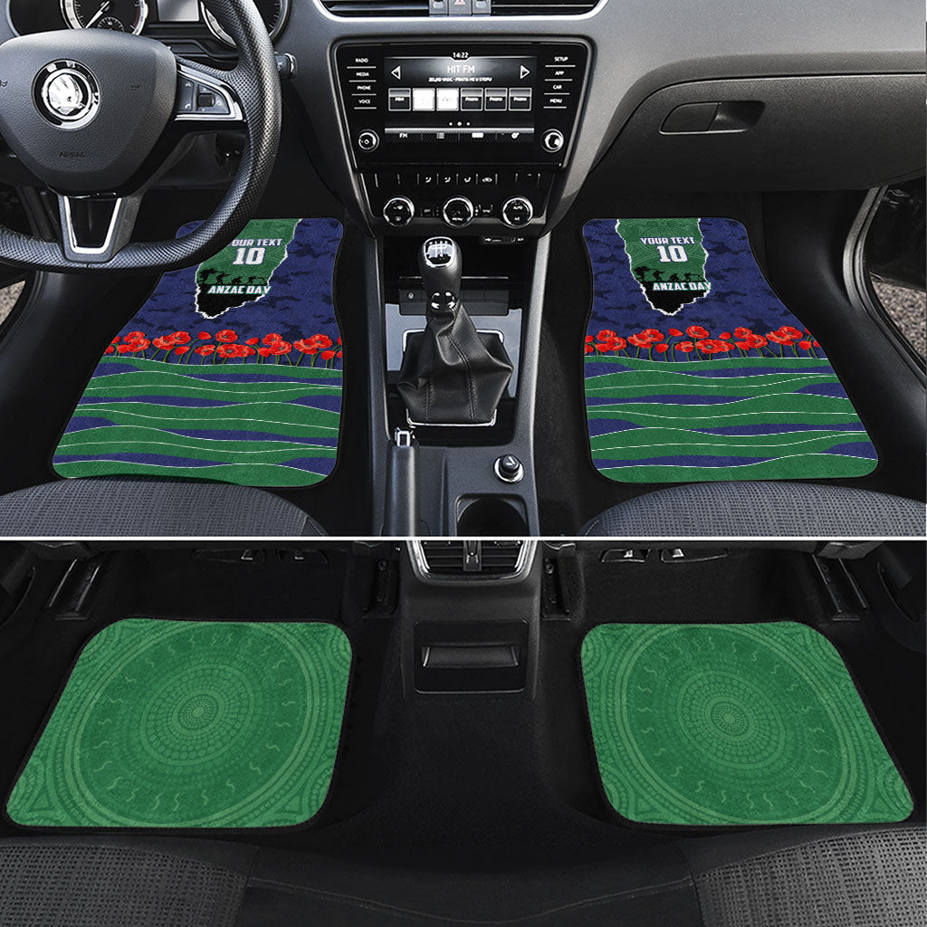 Personalized New Zealand Warriors ANZAC Tribute Car Mats Poppy Field Soldier Silhouette Aboriginal Rugby Mascot