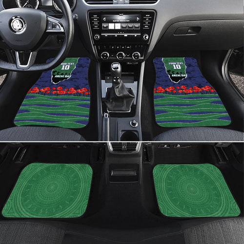 Personalized New Zealand Warriors ANZAC Tribute Car Mats Poppy Field Soldier Silhouette Aboriginal Rugby Mascot