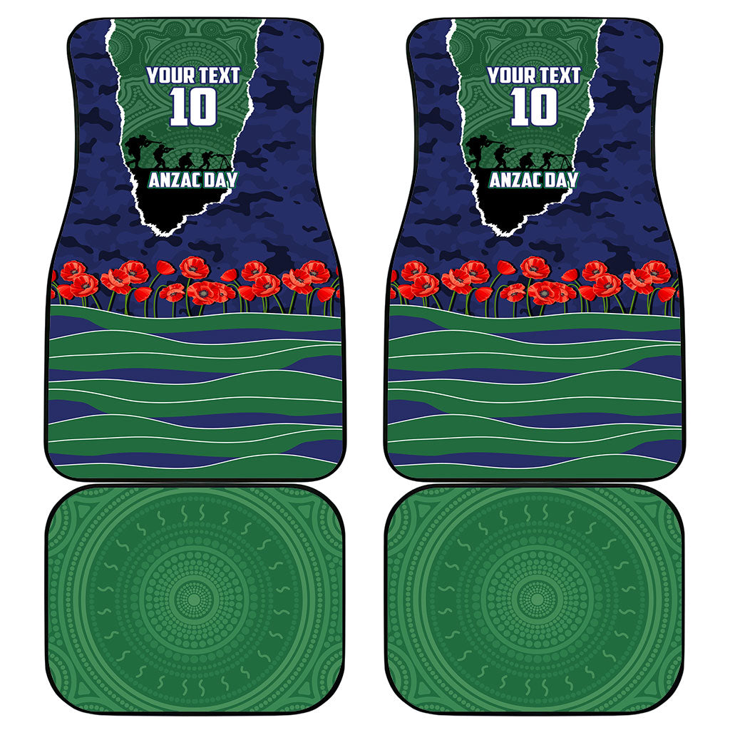 Personalized New Zealand Warriors ANZAC Tribute Car Mats Poppy Field Soldier Silhouette Aboriginal Rugby Mascot