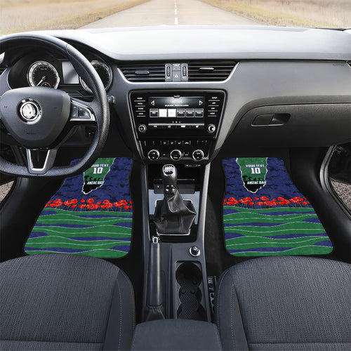 Personalized New Zealand Warriors ANZAC Tribute Car Mats Poppy Field Soldier Silhouette Aboriginal Rugby Mascot