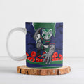Personalized New Zealand Warriors ANZAC Tribute Ceramic Mug Poppy Field Soldier Silhouette Aboriginal Rugby Mascot