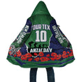 Personalized New Zealand Warriors ANZAC Tribute Cloak Poppy Field Soldier Silhouette Aboriginal Rugby Mascot