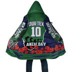 Personalized New Zealand Warriors ANZAC Tribute Cloak Poppy Field Soldier Silhouette Aboriginal Rugby Mascot