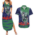 Personalized New Zealand Warriors ANZAC Tribute Couples Matching Summer Maxi Dress and Hawaiian Shirt Poppy Field Soldier Silhouette Aboriginal Rugby Mascot