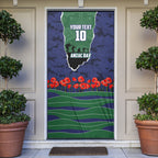 Personalized New Zealand Warriors ANZAC Tribute Door Cover Poppy Field Soldier Silhouette Aboriginal Rugby Mascot