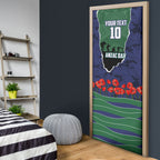 Personalized New Zealand Warriors ANZAC Tribute Door Cover Poppy Field Soldier Silhouette Aboriginal Rugby Mascot