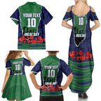 Personalized New Zealand Warriors ANZAC Tribute Family Matching Summer Maxi Dress and Hawaiian Shirt Poppy Field Soldier Silhouette Aboriginal Rugby Mascot
