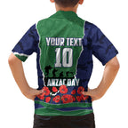 Personalized New Zealand Warriors ANZAC Tribute Family Matching Tank Maxi Dress and Hawaiian Shirt Poppy Field Soldier Silhouette Aboriginal Rugby Mascot