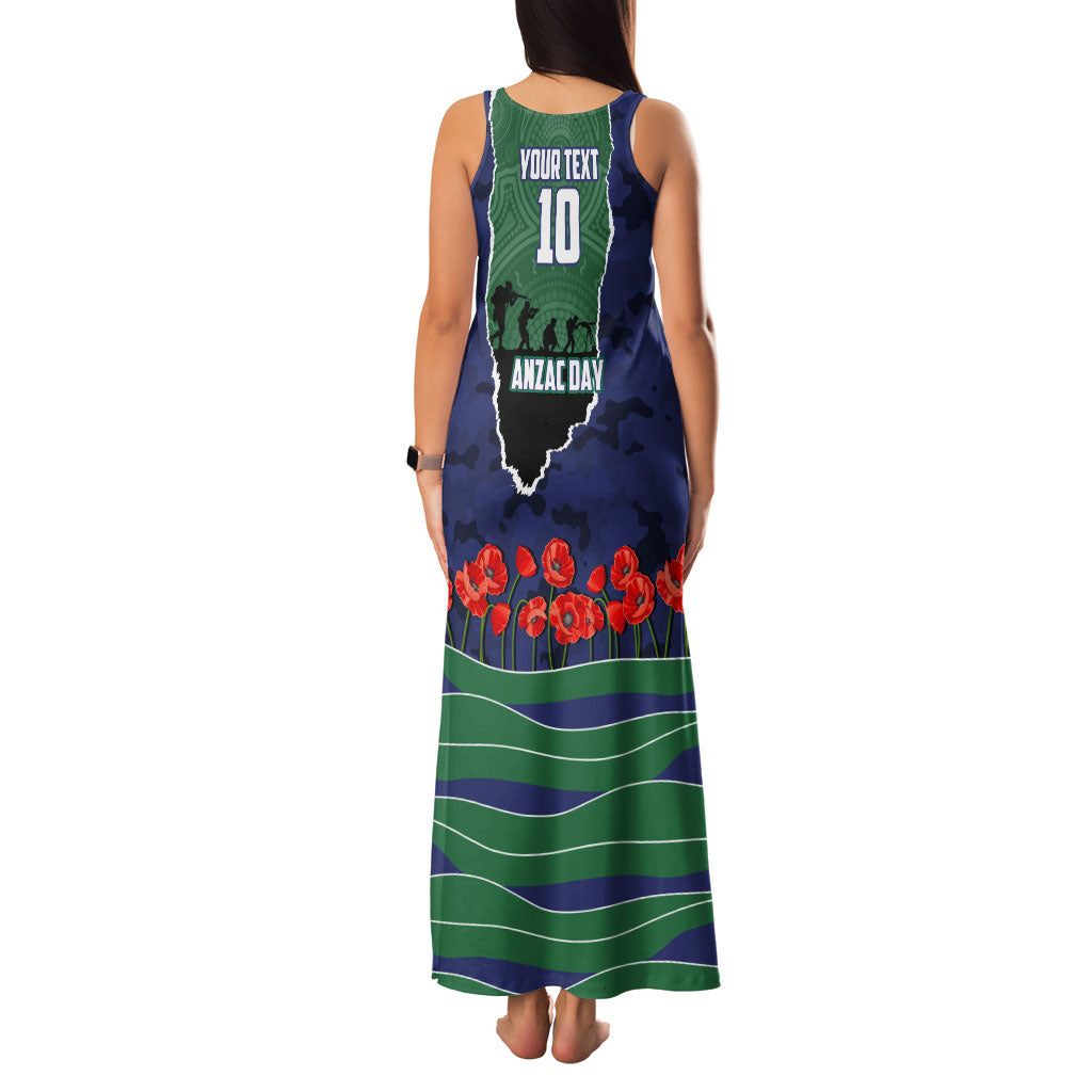 Personalized New Zealand Warriors ANZAC Tribute Family Matching Tank Maxi Dress and Hawaiian Shirt Poppy Field Soldier Silhouette Aboriginal Rugby Mascot