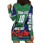 Personalized New Zealand Warriors ANZAC Tribute Hoodie Dress Poppy Field Soldier Silhouette Aboriginal Rugby Mascot