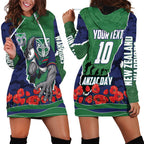 Personalized New Zealand Warriors ANZAC Tribute Hoodie Dress Poppy Field Soldier Silhouette Aboriginal Rugby Mascot