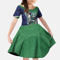 Personalized New Zealand Warriors ANZAC Tribute Kid Short Sleeve Dress Poppy Field Soldier Silhouette Aboriginal Rugby Mascot