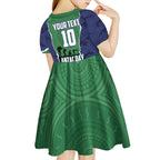 Personalized New Zealand Warriors ANZAC Tribute Kid Short Sleeve Dress Poppy Field Soldier Silhouette Aboriginal Rugby Mascot