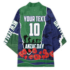 Personalized New Zealand Warriors ANZAC Tribute Kimono Poppy Field Soldier Silhouette Aboriginal Rugby Mascot