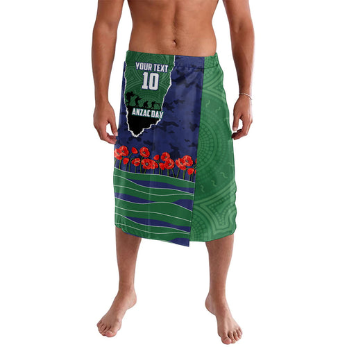 Personalized New Zealand Warriors ANZAC Tribute Lavalava Poppy Field Soldier Silhouette Aboriginal Rugby Mascot
