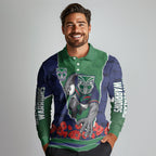 Personalized New Zealand Warriors ANZAC Tribute Long Sleeve Polo Shirt Poppy Field Soldier Silhouette Aboriginal Rugby Mascot