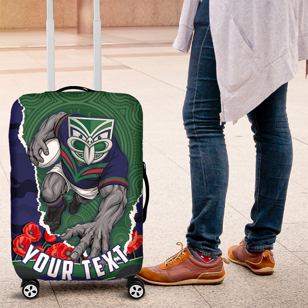 Personalized New Zealand Warriors ANZAC Tribute Luggage Cover Poppy Field Soldier Silhouette Aboriginal Rugby Mascot