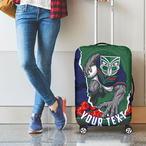 Personalized New Zealand Warriors ANZAC Tribute Luggage Cover Poppy Field Soldier Silhouette Aboriginal Rugby Mascot