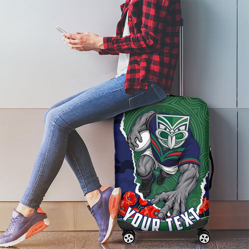 Personalized New Zealand Warriors ANZAC Tribute Luggage Cover Poppy Field Soldier Silhouette Aboriginal Rugby Mascot