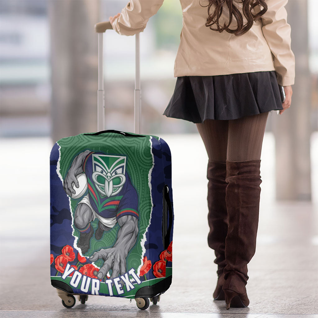 Personalized New Zealand Warriors ANZAC Tribute Luggage Cover Poppy Field Soldier Silhouette Aboriginal Rugby Mascot