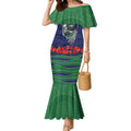 Personalized New Zealand Warriors ANZAC Tribute Mermaid Dress Poppy Field Soldier Silhouette Aboriginal Rugby Mascot