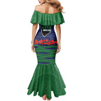 Personalized New Zealand Warriors ANZAC Tribute Mermaid Dress Poppy Field Soldier Silhouette Aboriginal Rugby Mascot