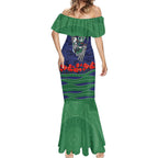 Personalized New Zealand Warriors ANZAC Tribute Mermaid Dress Poppy Field Soldier Silhouette Aboriginal Rugby Mascot