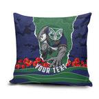 Personalized New Zealand Warriors ANZAC Tribute Pillow Cover Poppy Field Soldier Silhouette Aboriginal Rugby Mascot